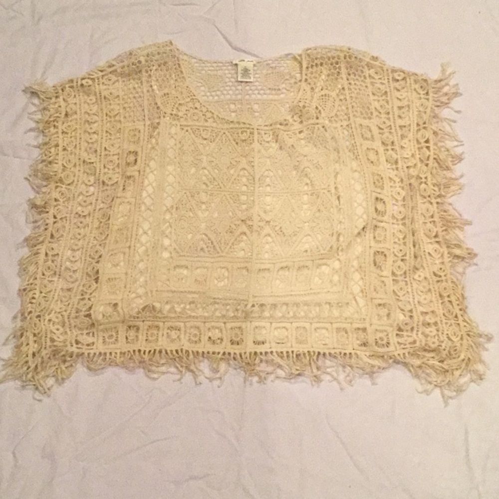 Super Cute beige fringe sweater with cami